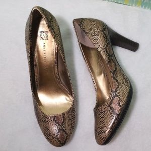 Anne Klein Iflex Clemense Gold Snake High Heel